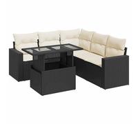vidaXL Set de sofás de jardín 6 Piezas y Cojines ratán sintético Negro