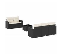 Vidaxl set de sofás de jardín 6 piezas y cojines ratán sintético negro