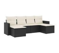 vidaXL Set de sofás de jardín 6 Piezas y Cojines ratán sintético Negro
