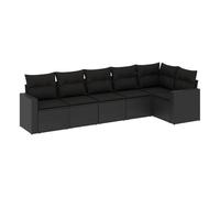 Vidaxl set de sofás de jardín 6 piezas y cojines ratán sintético negro