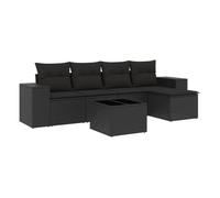 Vidaxl set de sofás de jardín 6 piezas y cojines ratán sintético negro