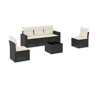 Vidaxl set de sofás de jardín 6 piezas y cojines ratán sintético negro