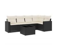 Vidaxl set de sofás de jardín 6 piezas y cojines ratán sintético negro