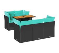 vidaXL Set de sofás de jardín 6 Piezas y Cojines ratán sintético Negro, Juego de sofá de Exterior, sofá para jardín, Juego de sofá de Esquina de Exterior