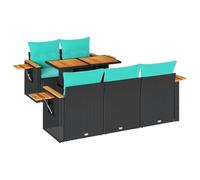 vidaXL Set de sofás de jardín 6 Piezas y Cojines ratán sintético Negro, Juego de sofá de Exterior, sofá para jardín, Juego de sofá de Esquina de Exterior