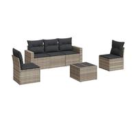 Vidaxl set de sofás de jardín 6 pzas y cojines ratán sintético gris