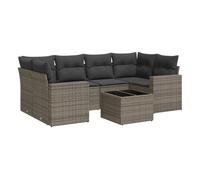 Vidaxl set de sofás de jardín 7 piezas con cojines ratán pe gris