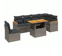 vidaXL Set de sofás de jardín 7 Piezas con Cojines ratán PE Gris