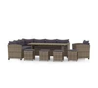 vidaXL Set de sofás de jardín 7 Piezas y Cojines ratán sintético Gris