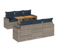 vidaXL Set de sofás de jardín 7 pzas con Cojines ratán sintético Gris, Juego de sofá de Exterior, sofá para jardín, Juego de sofá de Esquina de Exterior