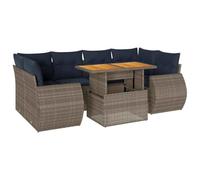 vidaXL Set de sofás de jardín 7 pzas con Cojines ratán sintético Gris, Juego de sofá de Exterior, sofá para jardín, Juego de sofá de Esquina de Exterior