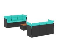 vidaXL Set de Comedor de Jardín y Cojines 7 pzas, Asientos con Respaldos, Sofás Modulares, Muebles para Patio Terraza, Ratán Sintético Negro