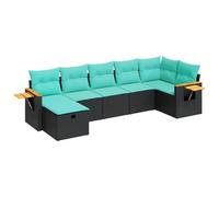 vidaXL Set de sofás de jardín 7 pzas con Cojines ratán sintético Negro