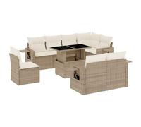 vidaXL Set de sofás de jardín 9 pzas con Cojines ratán sintético Beige