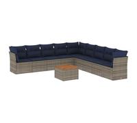 vidaXL Set de Sofás de Jardín con Cojines 10 pzas, Asientos con Respaldos, Sofás Modulares, Muebles para Patio Terraza, Ratán Sintético Gris