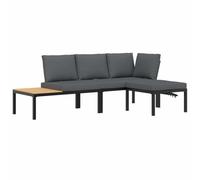 vidaXL Set de sofás de jardín con Cojines 3 Piezas Aluminio Negro, Juego de sofás de Exterior, Juego de salón de jardín, sofá seccional para jardín