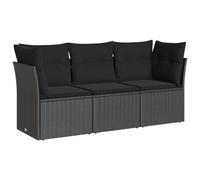 vidaXL Set de sofás de jardín con Cojines 3 pzas ratán sintético Negro