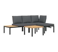vidaXL Set de sofás de jardín seccional 4 piezas aluminio negro con cojines