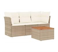 vidaXL Set de Sofás de Jardín con Cojines 4 pzas, Asientos Exterior, Sofás Modulares, Muebles para Patio Terraza, Ratán Sintético Beige
