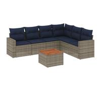vidaXL Set de Sofás de Jardín con Cojines 7 pzas, Asientos con Respaldos, Sofás Modulares, Muebles para Patio Terraza, Ratán PE Gris