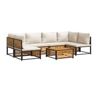 vidaXL Set de sofás de jardín con Cojines 7 pzas Madera Maciza Acacia, Juego de Muebles de jardín, Juego de sofás de Exterior, sofá para jardín