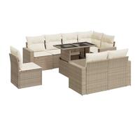 vidaXL Set de sofás de jardín con Cojines 9 pzas ratán sintético Beige