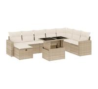 vidaXL Set de sofás de jardín con Cojines 9 pzas ratán sintético Beige