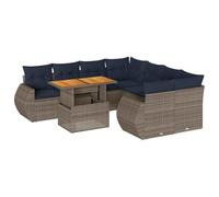 vidaXL Set de sofás de jardín con Cojines 9 pzas ratán sintético Gris, Juego de sofá de Exterior, sofá para jardín, Juego de sofá de Esquina de Exterior