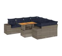 vidaXL Set de sofás de jardín con Cojines 9 pzas ratán sintético Gris, Juego de sofá de Exterior, sofá para jardín, Juego de sofá de Esquina de Exterior