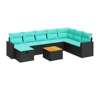 vidaXL Set de sofás de jardín con Cojines 9 pzas ratán sintético Negro