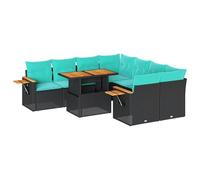 vidaXL Set de sofás de jardín con Cojines 9 pzas ratán sintético Negro, Juego de sofá de Exterior, sofá para jardín, Juego de sofá de Esquina de Exterior