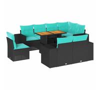 vidaXL Set de sofás de jardín con Cojines 9 pzas ratán sintético Negro, Juego de sofá de Exterior, sofá para jardín, Juego de sofá de Esquina de Exterior