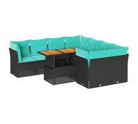 vidaXL Set de sofás de jardín con Cojines 9 pzas ratán sintético Negro, Juego de sofá de Exterior, sofá para jardín, Juego de sofá de Esquina de Exterior