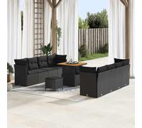 vidaXL Set de sofás de jardín de 11 Piezas con Cojines de ratán, Modular en Negro, Sentarse al Aire Libre en el balcón o Patio. Mobiliario Moderno y Ajustable para tu terraza o área de