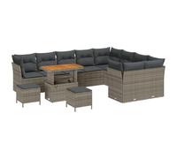 vidaXL Set de Sofás de Jardín de 5 Piezas con Cojines Grises de Rattan Sintético. Módulo de Muebles de Exterior para Balcón, Patio y Terrazas. Ideal para Relajarse, Incluye sofás y sillas de Madera d
