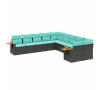 vidaXL Set de Sofás de Jardín y Cojines 10 pzas, Asientos con Respaldos, Sofás Modulares, Muebles para Patio Terraza, Ratán Sintético Negro