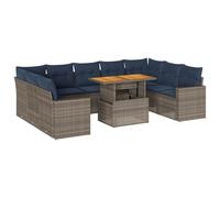 vidaXL Set de sofás de jardín y Cojines 10 pzas ratán sintético Gris, Juego de sofá de Exterior, sofá para jardín, Juego de sofá de Esquina de Exterior