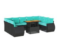 vidaXL Set de sofás de jardín y Cojines 10 pzas ratán sintético Negro, Juego de sofá de Exterior, sofá para jardín, Juego de sofá de Esquina de Exterior