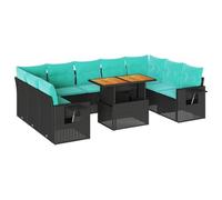 vidaXL Set de sofás de jardín y Cojines 10 pzas ratán sintético Negro, Juego de sofá de Exterior, sofá para jardín, Juego de sofá de Esquina de Exterior