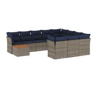 vidaXL Set de Sofás de Jardín y Cojines 11 pzas, Asientos con Respaldos, Sofás Modulares, Muebles para Patio Terraza, Ratán Sintético Gris