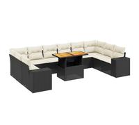 vidaXL Set de Sofás de Jardín y Cojines 11 pzas, Asientos con Respaldos, Sofás Modulares, Muebles para Patio Terraza, Ratán Sintético Negro