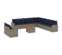 vidaXL Set de Sofás de Jardín y Cojines 12 pzas, Asientos con Respaldos, Sofás Modulares, Muebles para Patio Terraza, Ratán Sintético Gris