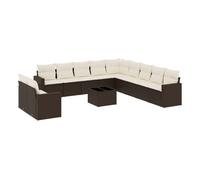 Vidaxl set de sofás de jardín y cojines 12 pzas ratán sintético marrón