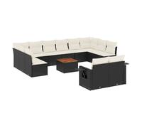 Vidaxl set de sofás de jardín y cojines 13 pzas ratán sintético negro