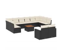 Vidaxl set de sofás de jardín y cojines 13 pzas ratán sintético negro