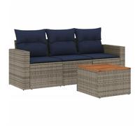 vidaXL Set de Sofás de Jardín y Cojines 4 pzas, Asientos con Respaldos, Sofás Modulares, Muebles para Patio Terraza, Ratán Sintético Gris