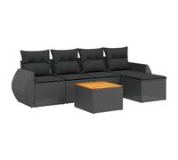 vidaXL Set de Sofás de Jardín y Cojines 6 pzas, Asientos con Respaldos, Sofás Modulares, Muebles para Patio Terraza, Ratán Sintético Negro