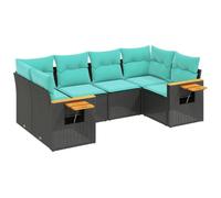 vidaXL Set de Sofás de Jardín y Cojines 6 pzas, Asientos con Respaldos, Sofás Modulares, Muebles para Patio Terraza, Ratán Sintético Negro