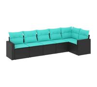 vidaXL Set de Sofás de Jardín y Cojines 6 pzas, Asientos con Respaldos, Sofás Modulares, Muebles para Patio Terraza, Ratán Sintético Negro