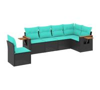 vidaXL Set de Sofás de Jardín y Cojines 6 pzas, Asientos con Respaldos, Sofás Modulares, Muebles para Patio Terraza, Ratán Sintético Negro